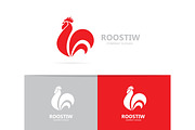 Vector of red fire rooster and cock logo combination. Unique bird and cockerel design element for new year 2017 greeting cards