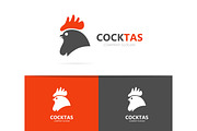 Vector of red rooster and cock logo combination. Chinese year symbol or icon. Cockerel zodiac logotype design template.