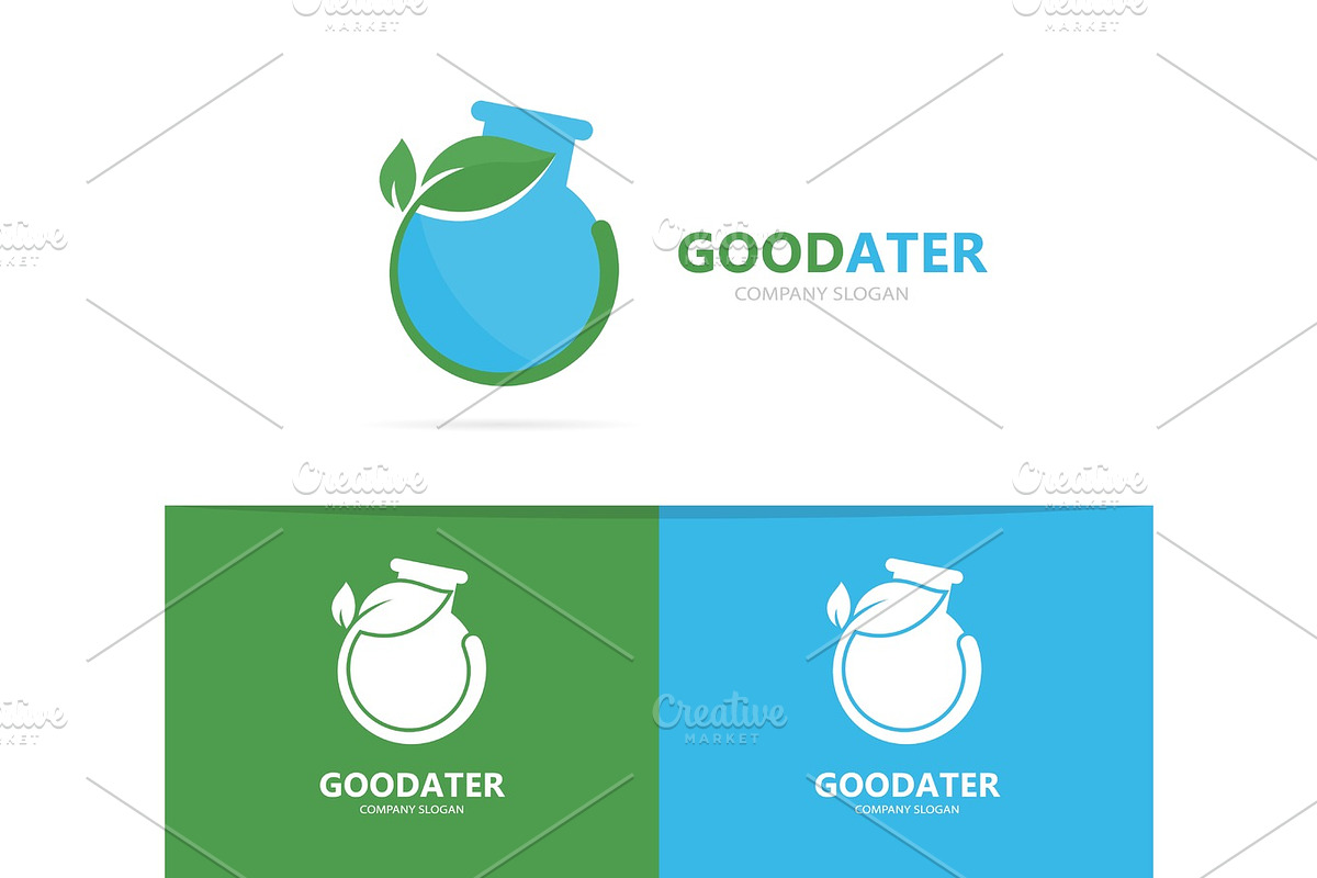 Vector of a flask and leaf logo combination. Laboratory and eco symbol or icon. Unique science and natural, organic logotype design template. in Logo Templates - product preview 8