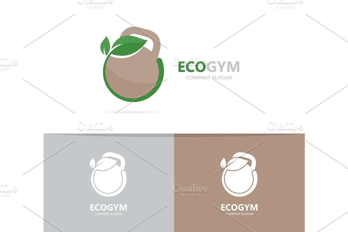 Vector of a weight and leaf logo combination. Sport and eco symbol or icon. Unique fitness and natural, organic logotype design template. in Logo Templates - product preview 8
