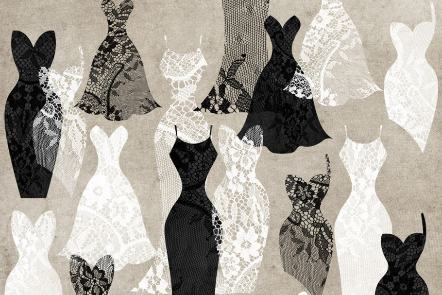 Black and White Lace Dresses in Objects - product preview 8