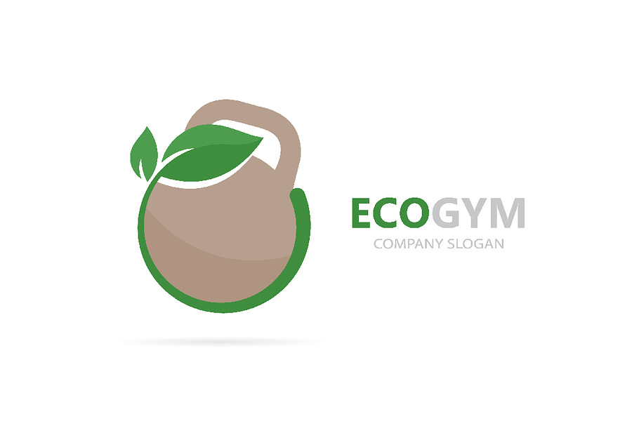 Vector Of A Weight And Leaf Logo Combination Sport And Eco Symbol