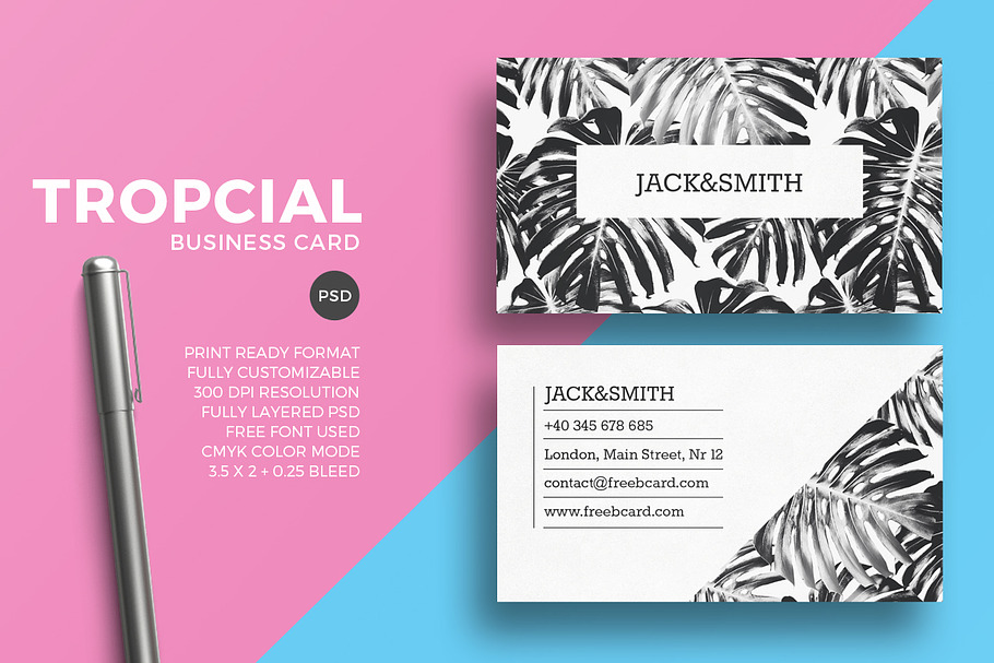 Minimal tropical business card in Business Card Templates - product preview 8