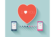 Heart with smartphones love