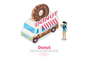 Donut conceptual Isometric Vector Web Banner