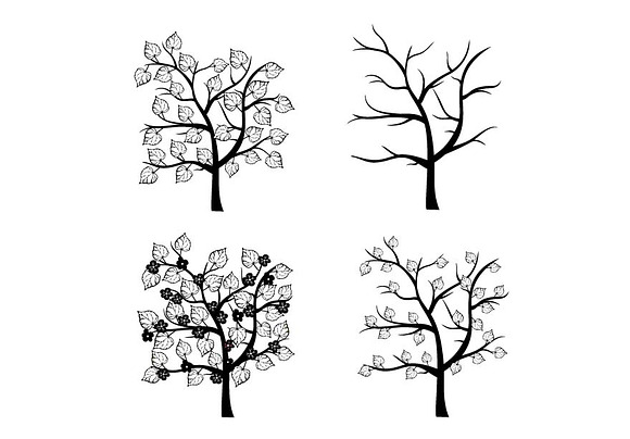Trees seasons vector set in Graphics - product preview 1