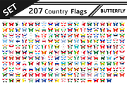 set 207 country flag butterfly