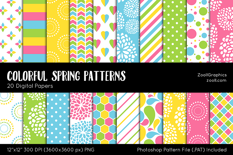 Colorful Spring Digital Papers in Patterns - product preview 8