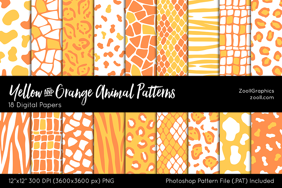 Yellow-Orange Animal Digital Papers in Patterns - product preview 8