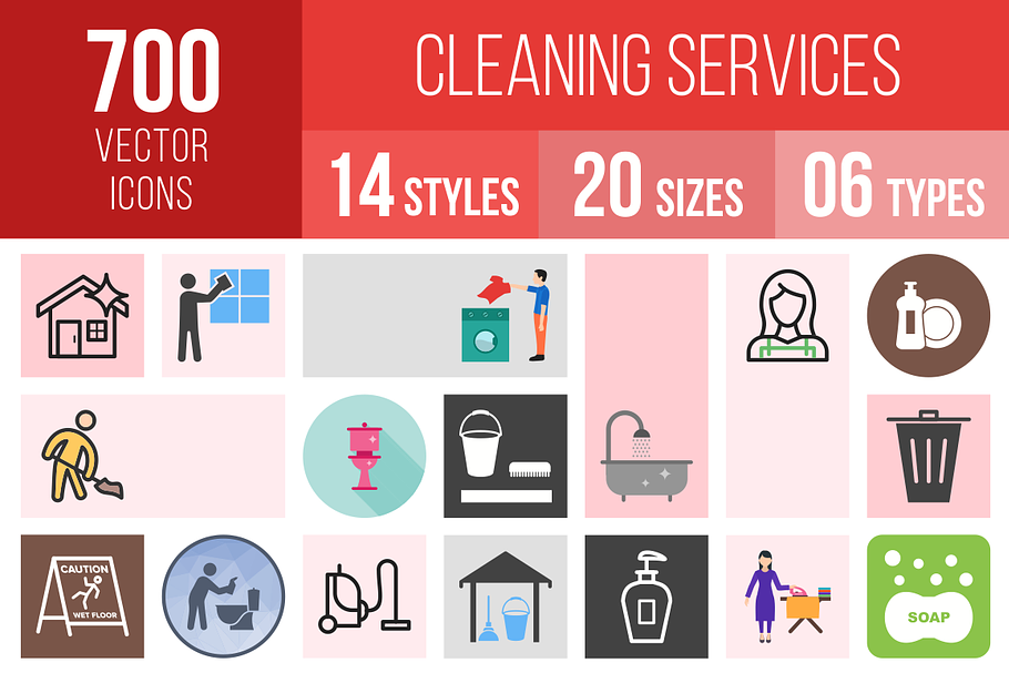 700 Cleaning Services Icons in Graphics - product preview 8