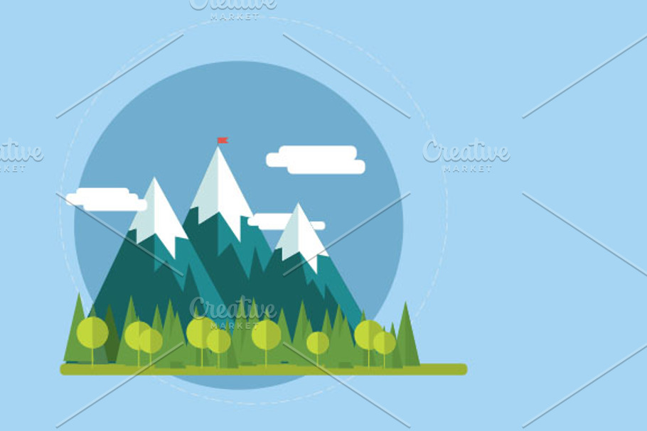 Flat nature landscape illustrations in Illustrations - product preview 8