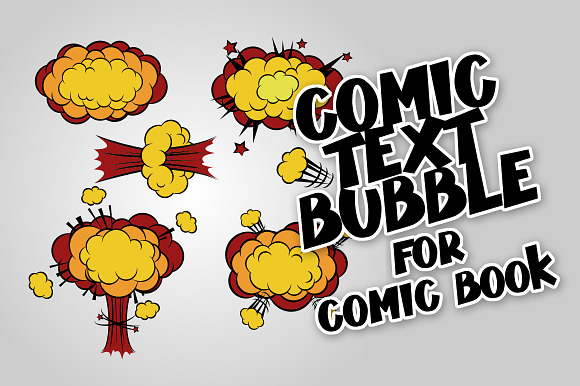 Comic book cartoon explosion cloud set in Textures - product preview 1