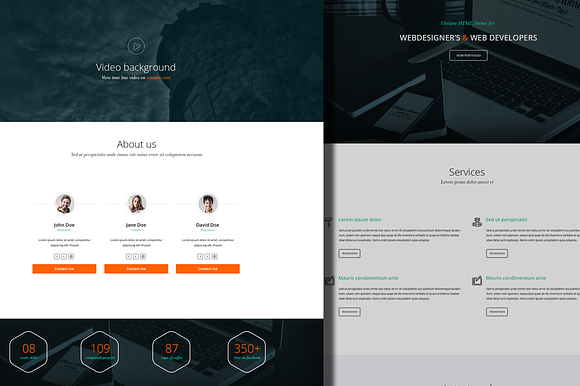 One page minimalist PSD theme in Landing Page Templates - product preview 2