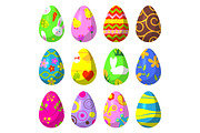 Easter eggs painted with pattern vector illustration.