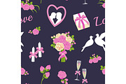 Wedding and valentine day seamless pattern vector illustration.