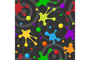 Splash seamless pattern dark colorful hand drawn spray texture blot art spots and grunge stain ink abstract background design vector illustration.