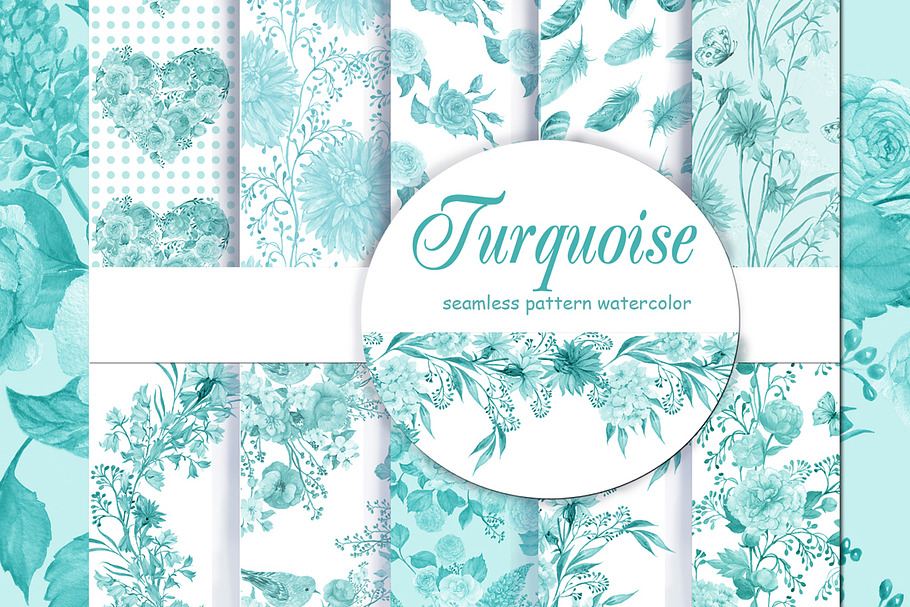 turquoise seamless patterns