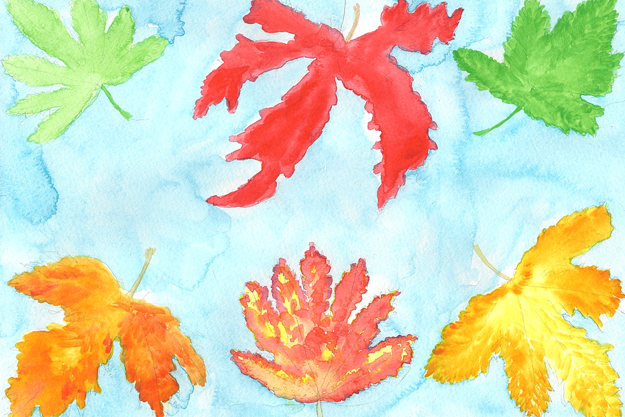 Maple Leaves Watercolor Clip Art
