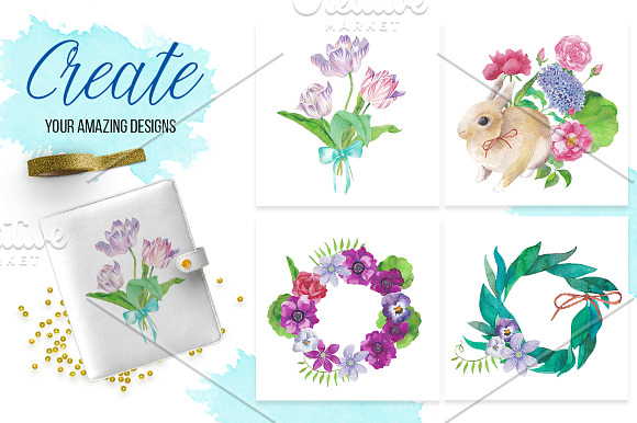 Secret garden: big watercolor bundle in Objects - product preview 4