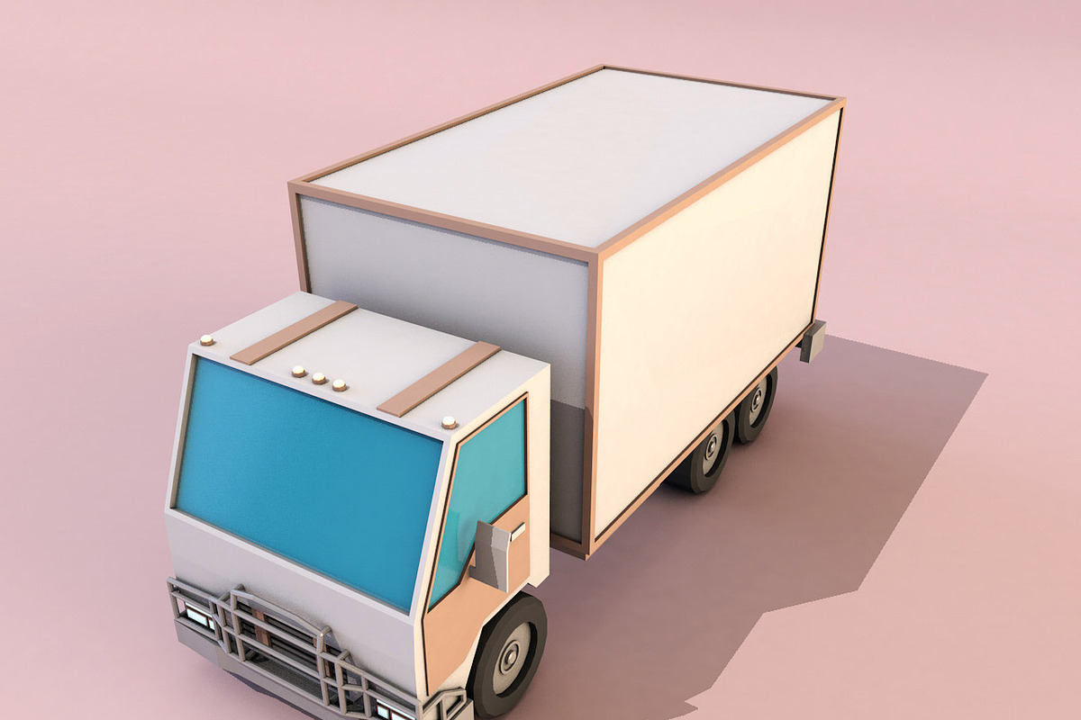 Cartoon truck low poly 3D model in Vehicles - product preview 8