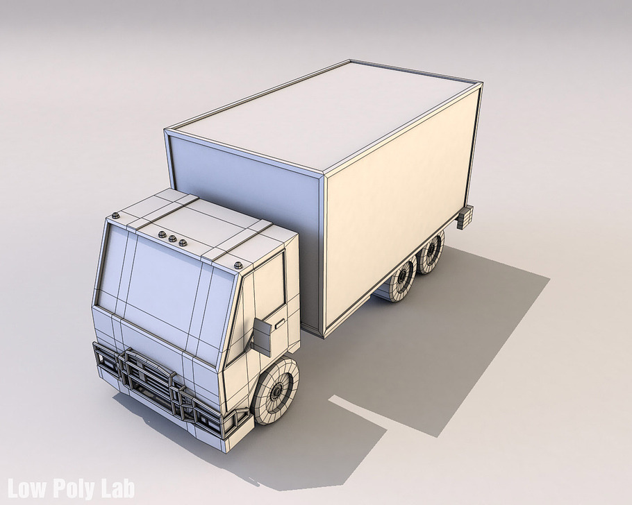 Cartoon truck low poly 3D model in Vehicles - product preview 2
