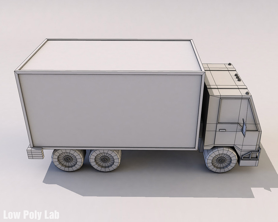 Cartoon truck low poly 3D model in Vehicles - product preview 4