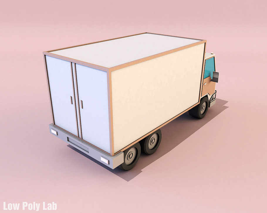 Cartoon truck low poly 3D model in Vehicles - product preview 5