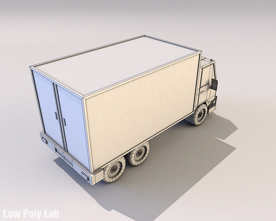 Cartoon truck low poly 3D model in Vehicles - product preview 6