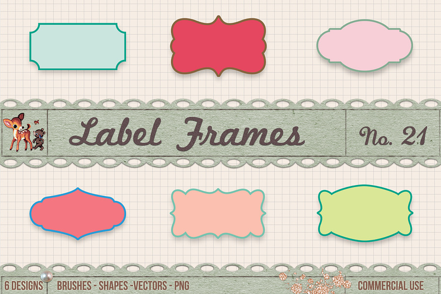 Retro Label Frames Shapes Set No 21 in Photoshop Shapes - product preview 8