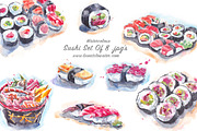 Sushi Watercolour Set of 8 