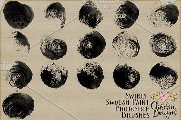 Swirly Swoosh Paint PS Brushes in Photoshop Brushes - product preview 1