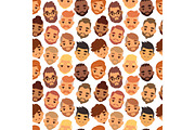 Various expressions bearded man face avatar fashion hipster hairstyle head person mustache vector seamless pattern.