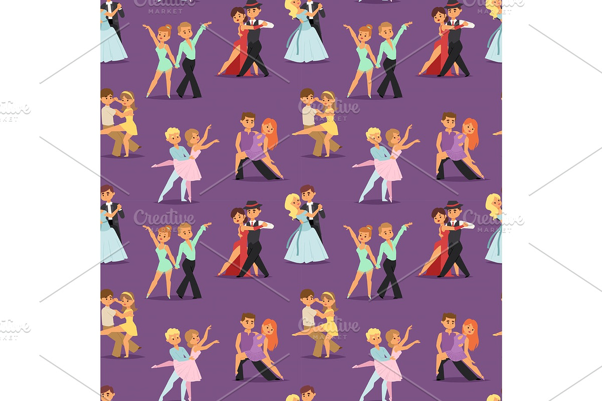 Couples dancing romantic person people dance man with woman seamless pattern vector seamless pattern in Objects - product preview 8