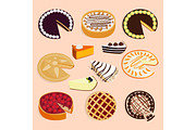 Homemade organic pie dessert vector illustration isolated on background