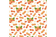 Seamless pattern with illustrations of peanuts vector.