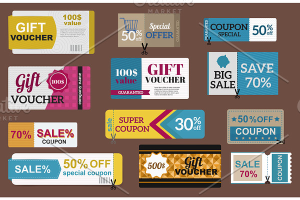 Sale coupon card percent discount symbol vector illustration.