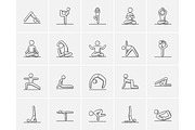 Yoga sketch icon set.