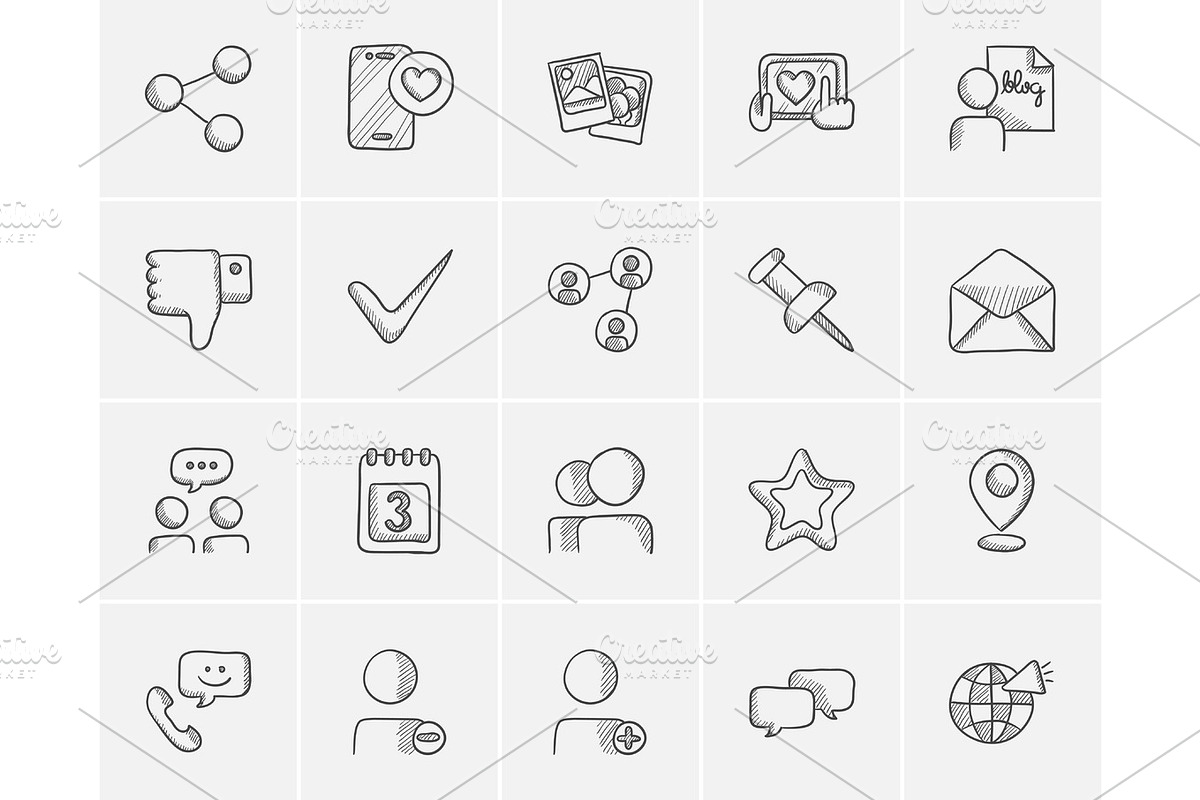 Media sketch icon set. in Graphics - product preview 8