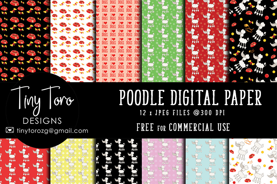 Poodles digital paper pack