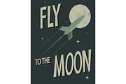 spaceship fly to the moon