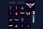 Insects multicolored icons