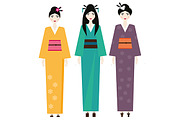 Women in japanese kimono. eps jpg