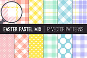 Vector Easter Dots & Plaid Patterns