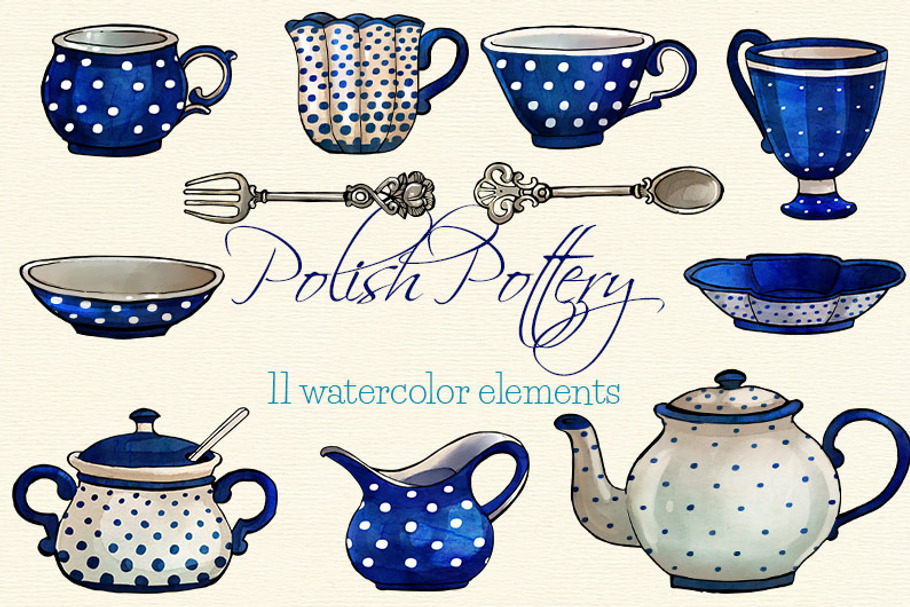 Polka Dot Coffee Service clip arts in Illustrations - product preview 8