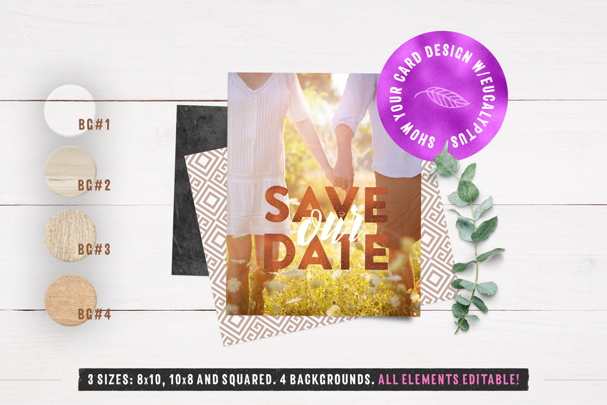 Invitation Mockup w/ Eucalyptus Twig in Print Mockups - product preview 8
