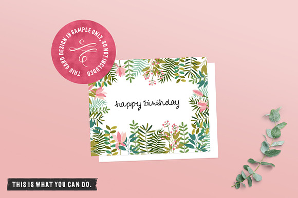 Invitation Mockup w/ Eucalyptus Twig in Print Mockups - product preview 2