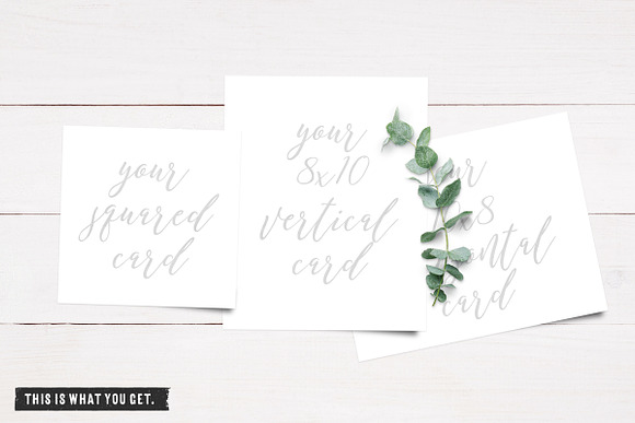 Invitation Mockup w/ Eucalyptus Twig in Print Mockups - product preview 4