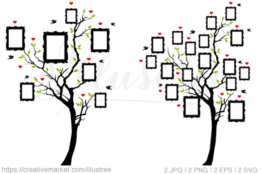 Family tree, photo frames, vector in Illustrations - product preview 8