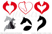 Horse, cat, dog, vector icons