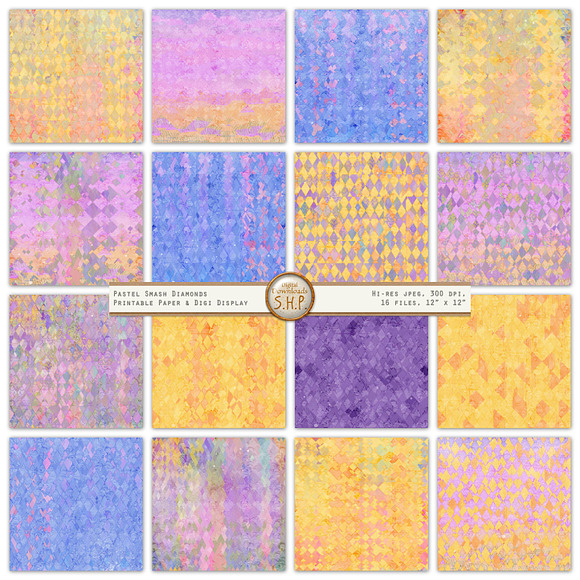 Pastel Diamond Watercolor Texture Se in Patterns - product preview 1